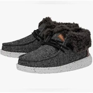 Hey Dude Wendy Fold Youth Stitch Cozy Black Shoes YT 1 New
